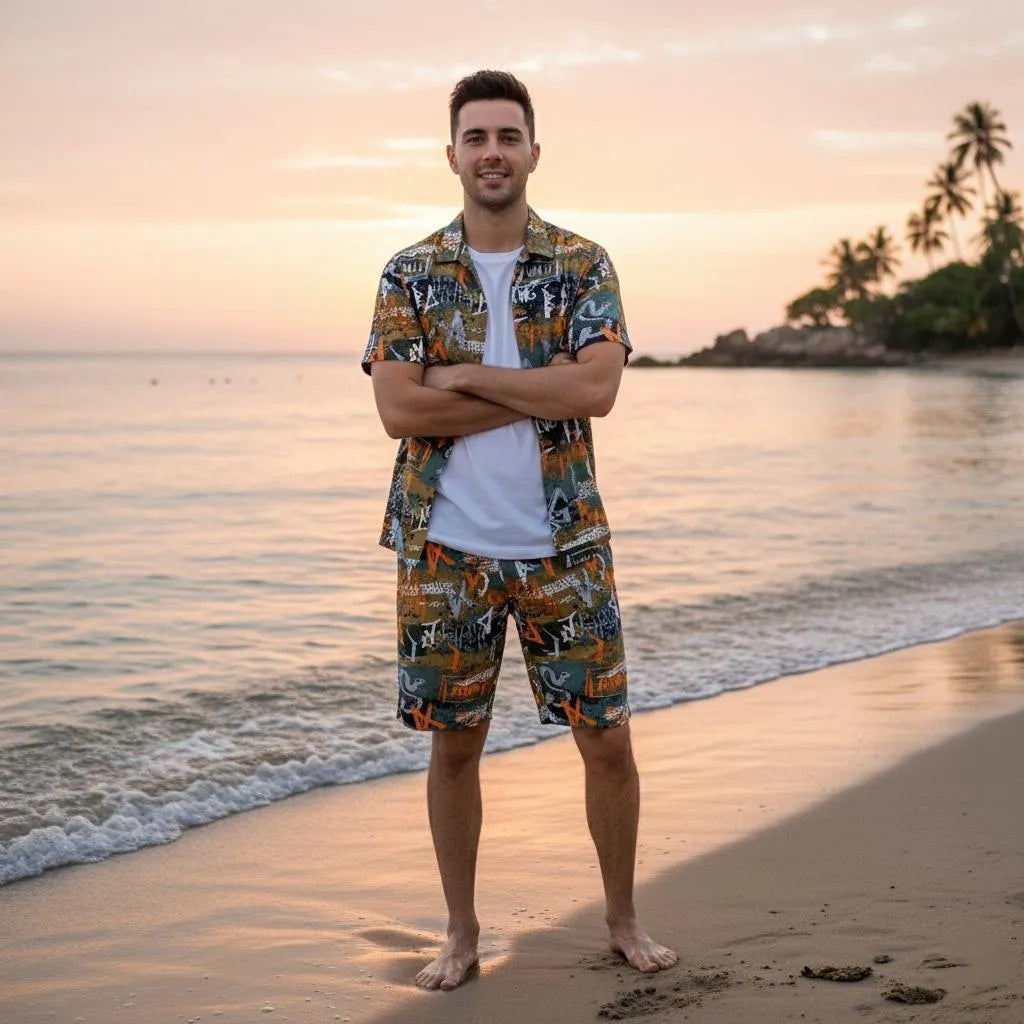 Men's Dhanak Printed T-Shirt & Shorts Tracksuit