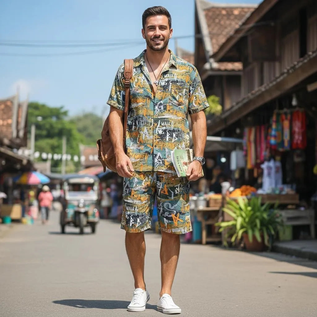 Men's Dhanak Printed T-Shirt & Shorts Tracksuit